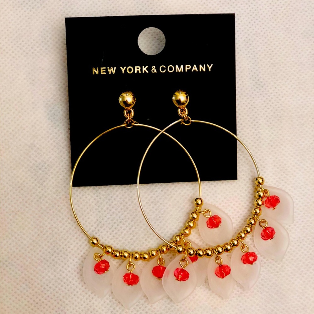 GOLD AND PINK EARRINGS - Picture 2 of 3